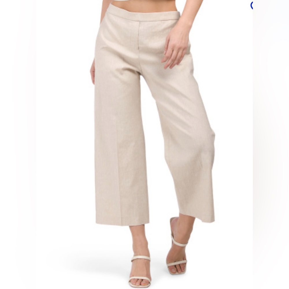 THEORY WIDE PULL ON pants size large color wheat melange caliver 2